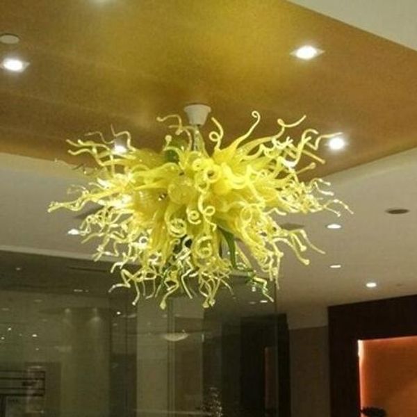 

Lamps 100% Mouth Blown-Glass Chandeliers Light Yellow Green Color Glass Art Home Hotel Decorative Chandelier - Girban Brand