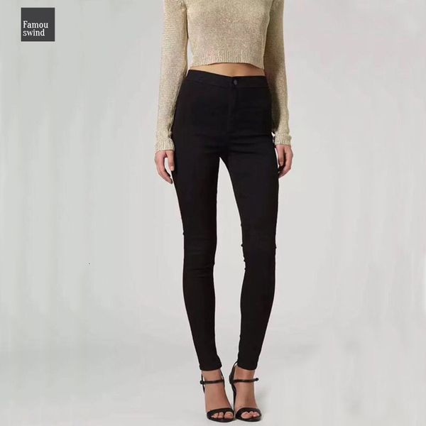 

твердые женские джинсы стиль новая мода высокой талии брюки жан джинсовой тощий слим для женщин груза падения, Blue