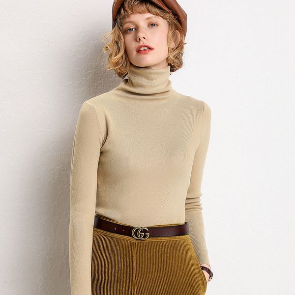 

litvriyh new knitted sweater women sweaters and pullovers long sleeve high neck slim female pullover knit jumper pull femme, White;black