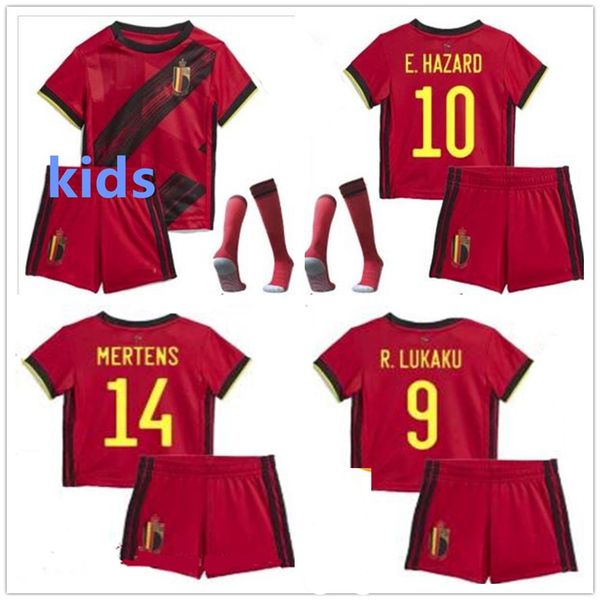 

дети kit бельгия футбол джерси 2020 belgiumnational команда дома ребенка e.hazard майо-де-футовый лукаку camisetas de bruyne футбольный комп, Black