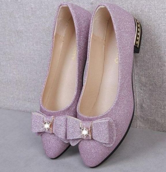 

women's shoes in spring and autumn low heel pointed end bowknot@2260, Black