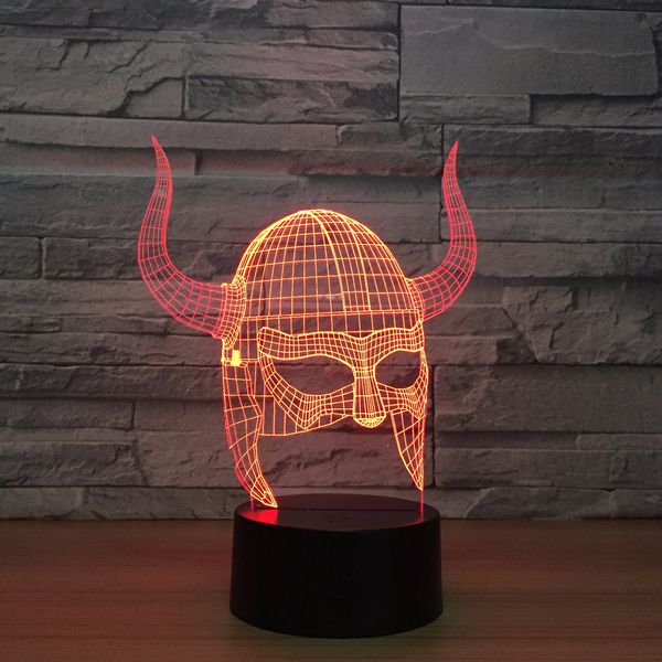

7 colorful horn mask 3d lamp acrylic led night light usb touch sensor light children cute night lamp bedroom light kids gifts