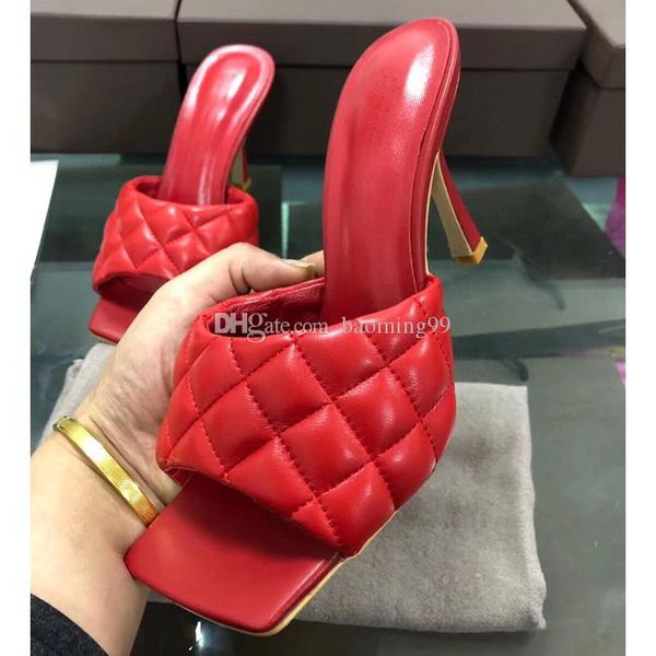 

2020 дизайнер женские тапочки квадратных мулы обувь наппа овчины тапочки женщин lido сандалии роскошь леди свадьба леди высокие каблуки высо, Black