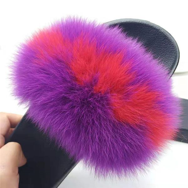 

2019 fur slippers female fluffy slippers comfortable with feathers furry summer flat shoes sweet ladies shoes code wholesale, Black