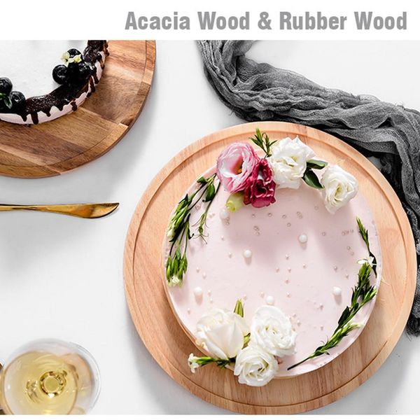 

cake plate with glass dome wood cake tray with cover for home kitchen baking acacia wood wedding party supplier tools other bakeware
