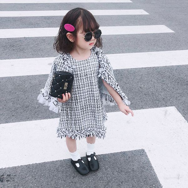

pudcoco toddler baby girls clothes set kids pageant plaid coat kids elegant or sleeveless dress party spring outfits, White