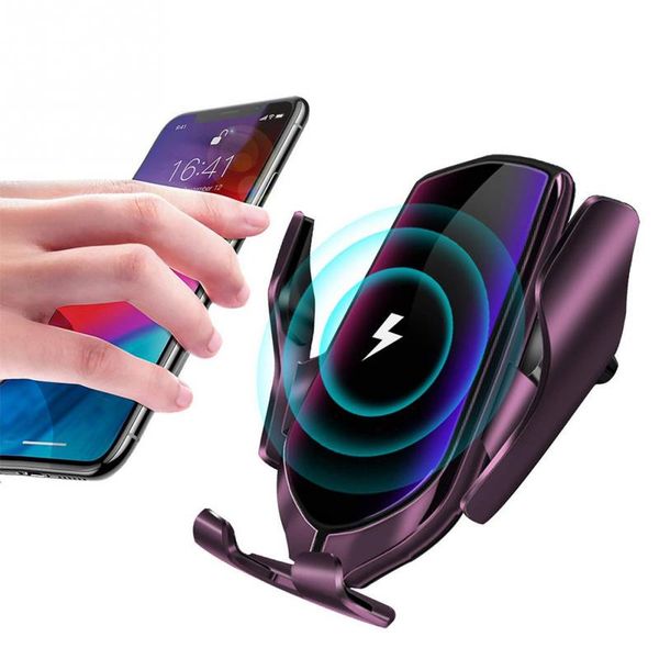 

r2 smart wireless charger car vent infrared induction phone holder 10w fast charging clip for samsung huawei