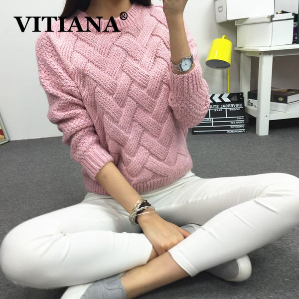 

vitiana women casual knitted sweater autumn 2019 female long sleeve pullover criss-cross pink sweaters femme winter clothes, White;black