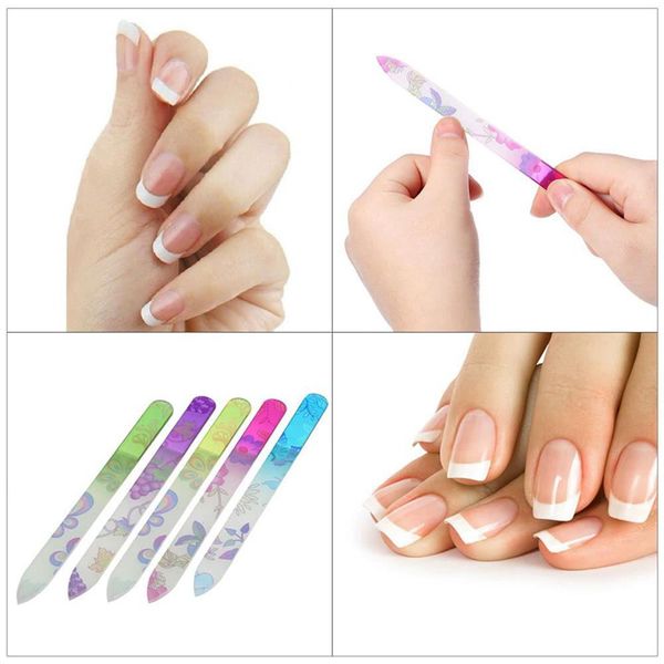 5 шт Стеклянные пилочки для ногтей Nail Art Дизайн ногтей шлифовальной Shaper Маникюр Kit Кристалл Подачи Набор инструментов Красочные цвета 5шт / серия RRA1522