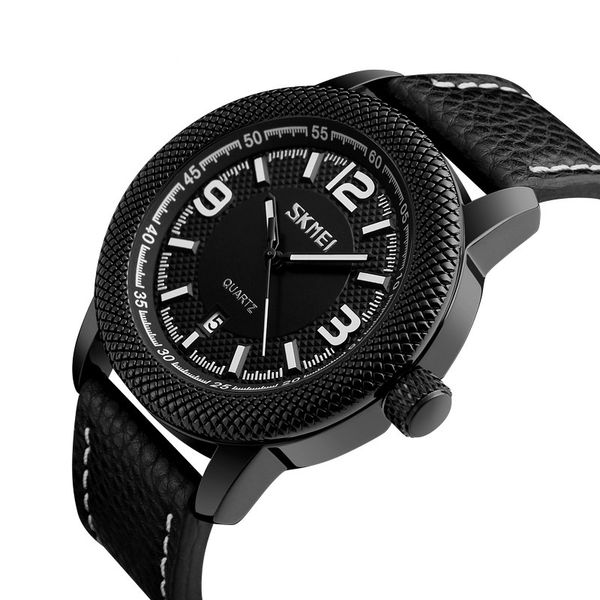 

new men quartz sport watch calendar clock 30m waterproof wristwatch leather casual watches relogio masculino 9138, Slivery;brown