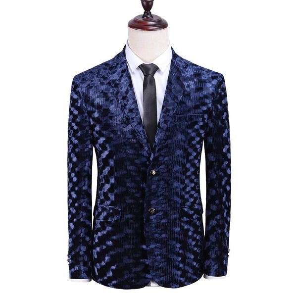 

2019 autumn velvet men blazer high-end printed wedding suit jackets business casual mens blazer plus size 5xl, White;black