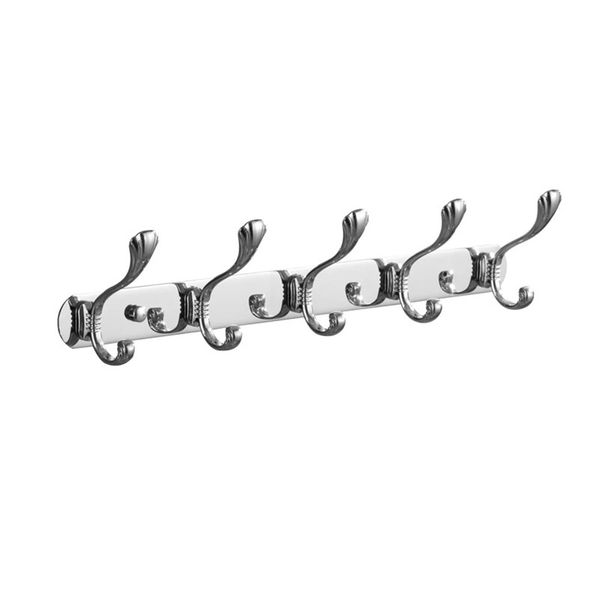 

5 hooks hanger coat polished stainless steel bathroom chrome plated hook wall mounted household rail holder multi-use hat