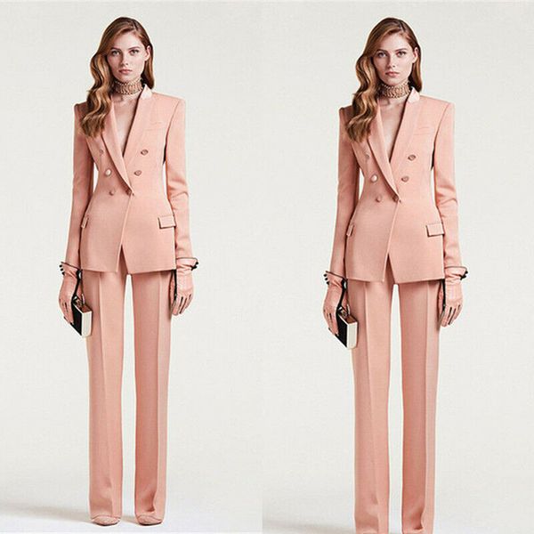 Dusty Pink Women's Pant Suits One Button Custom Made Mother's Dress Ladies Formal Office Evening Work Wear Smoking (giacca + pantaloni)