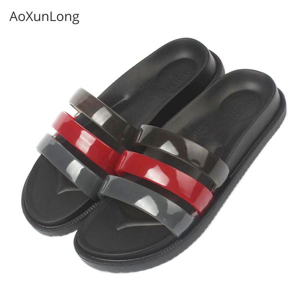 

aoxunlong men summer outside slippers fashion thin belt combination outdoor beach slippers men vacation leisure slides eu 40-44, Black