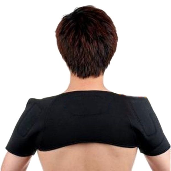 

health care heat therapy self-heating pad shoulder protector support body relief heating belt, Black;blue