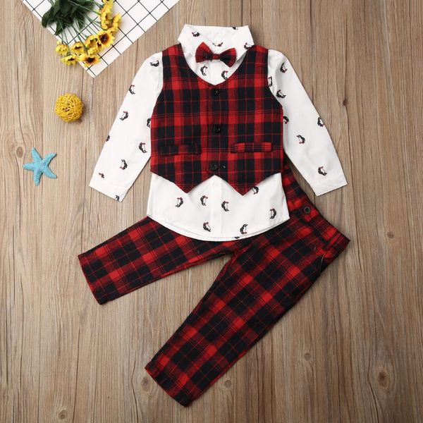 

kids boy wedding formal suit gentleman christening waistcoat+shirt+pants boys clothes set, White