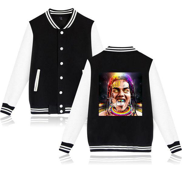 

6ix9ine fashion hip hop sport baseball jacket print men women hoodie sweatshirts coats casual long sleeve hoodies jackets, Black;brown