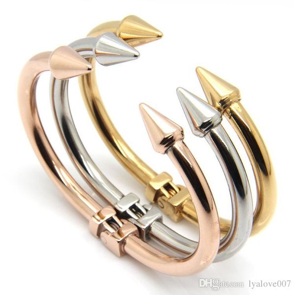 

2019 titanium steel pointed love bracelets bangles for women men screwdriver bangle femme gold plating ulseira feminina masculina, Golden;silver