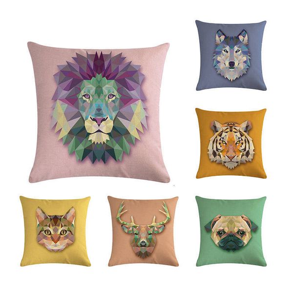 

animal pattern подушка обложка lion wolf tiger deer автокресло главная sofa спальни постельное белье декор наволочки zy511