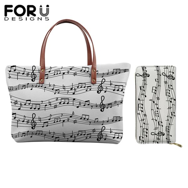 

forudesigns casual handbags women handle bags music note piano print ladies leather wallet purses tote female shoulder bags