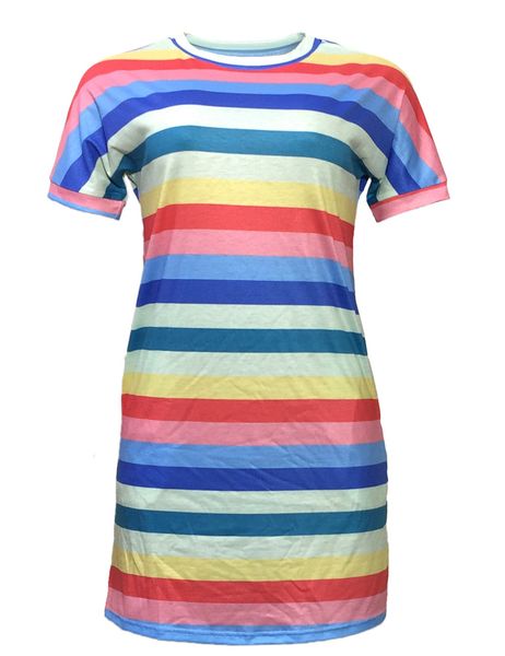 

полоса повседневная мода женщины платье лето новый сладкий короткий рукав женские платья круглый вырез темперамент дамы платье, Black;gray