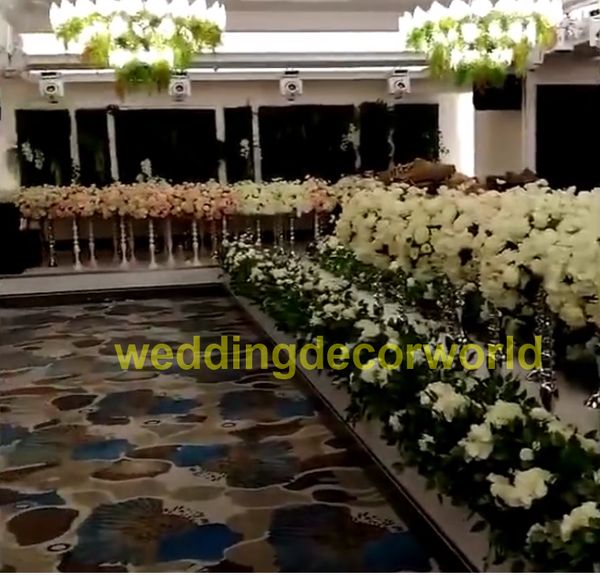 Centrotavola da parete con fiori di nuovo design, sfondo da parete con fiori di rosa per la decorazione della sala delle nozze, decorazione della scena decor0711
