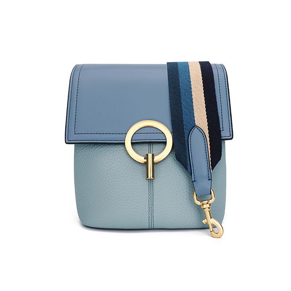 

women fashion leather concise elegant handbag shoulder office daily lady bucket bag crossbody bag with wide strap