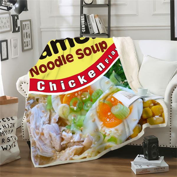 

gourmet chicken noodles blanket 3d print hand-pulled noodle double layer blanket sofa travel throw blankets teens bedding plush quilt