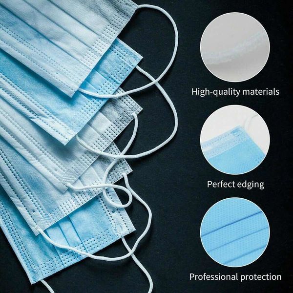 

50 pcs non woven 3 layer mask dust protection masks disposable safety face masks elastic ear loop disposable dust filter mask