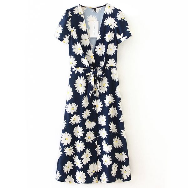 

new dress women 2020 summer elegant flower print women's dress fashion retro slim cardigan belt street women, Black;gray