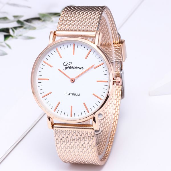 

geneva watch geneva simple ultra-thin mesh watch for men and women, Silver