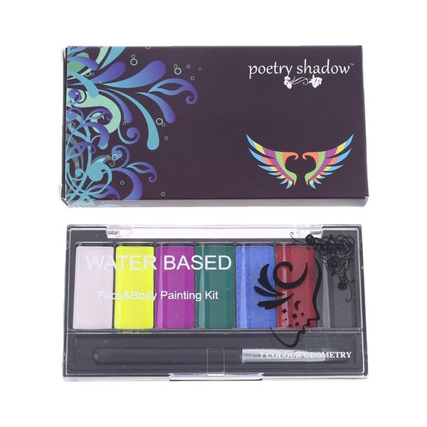 

1 box 7 color drawing pigment water-soluble non toxic body paint makeup face painting kit with brush