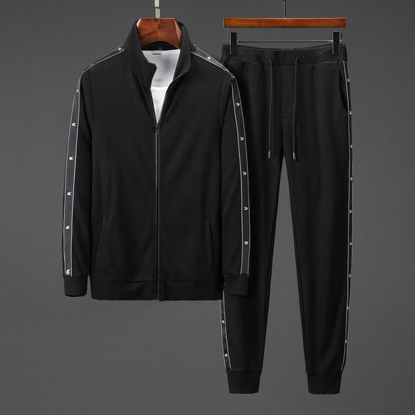 

new 2020 autumn mens sweat suits sets jogger jackets with pants suit tracksuits, Gray