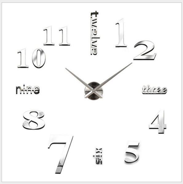 

living room decorations bedroom 3d wall stickers diy clock personalized home mirror wall clock mute clock 015