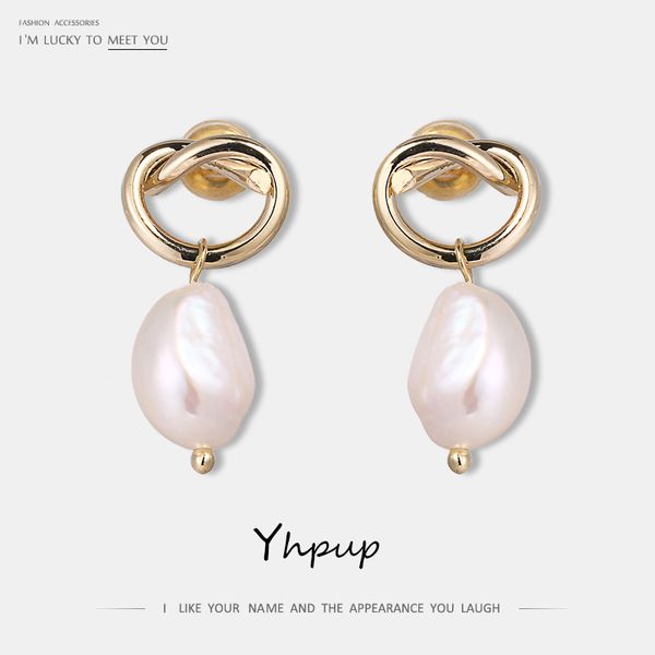 

yhpup fashion korean simple design natural pearls dangle earrings s925 elegant romantic jewelry for girl party wedding gift new, Silver