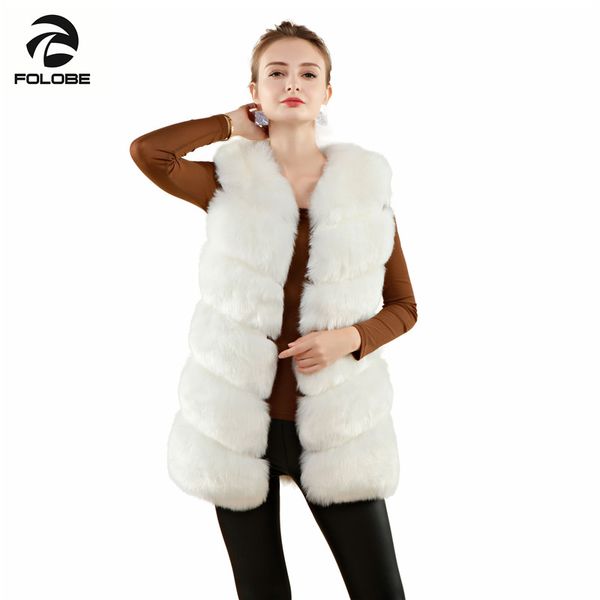 

folobe casual fur vest coat luxury faux warm women coat vests winter fashion furs women's coats jacket gilet veste white, Black