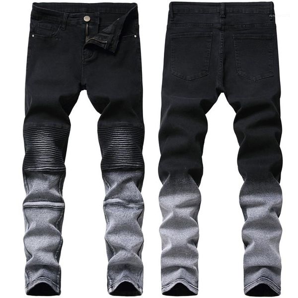 

jeans summer black male jeans sim fit mens pants tide hole washed trousers designer casual mens, Blue