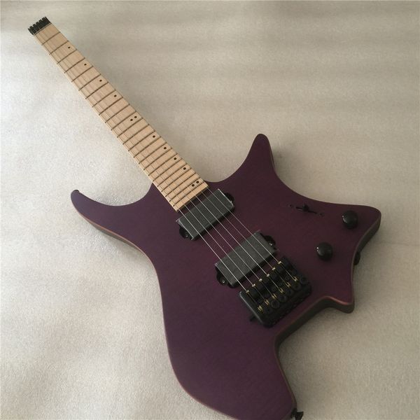 

eadless electric guitar,gloss finish purple burst, 24frets headless guitarra,black hardware,customizedhl-8