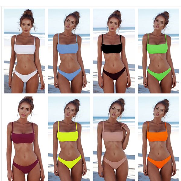 

solid new bikini 2020 set women swimming suit fashion swimsuit two-piece swimwear bathing suit female biquini plus size