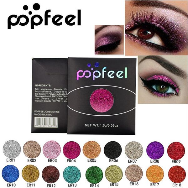 

popfeel 18 different single color glitter diamond powder eyeshadow makeup waterproof pressed pearl metallic eyeshdow glitter makeup tslm1