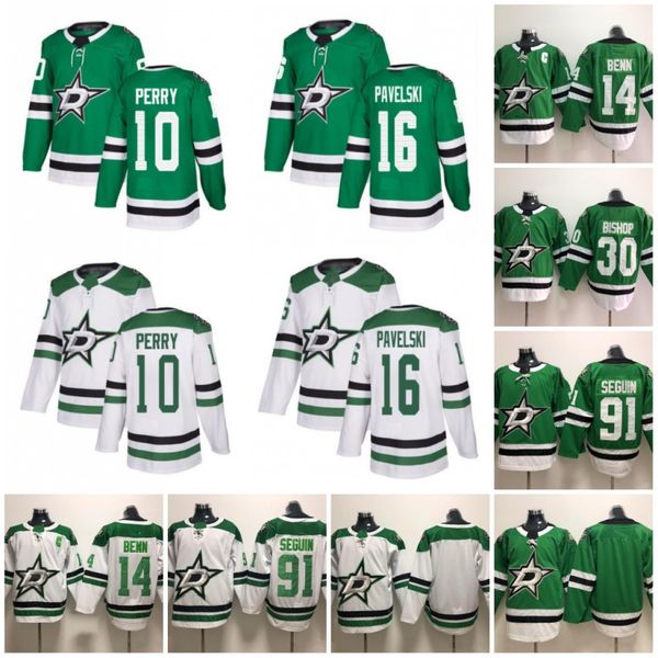 

10 Corey Perry Jerseys 16 Joe Pavelski Dallas Stars 91 Tyler Seguin Ice Hockey 14 Jamie Benn 30 Ben Bishop Jersey Mens White Green