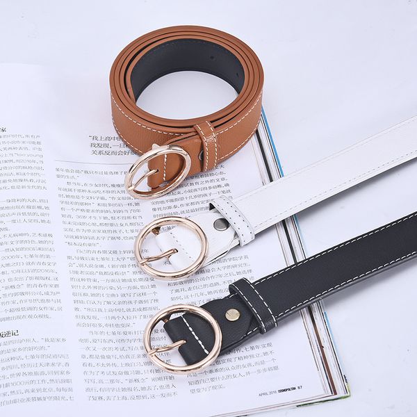 

ladies decorative women's belt adjustable 1pcs casual pu leather 105cm/95cm yellow/black/white waist belts round buckle, Black;brown