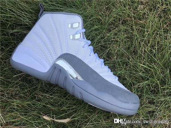 

12 dark grey air authentic white basketball shoes retro real carbon fiber 12s men sports sneakers 130690-160 with box us 7-13