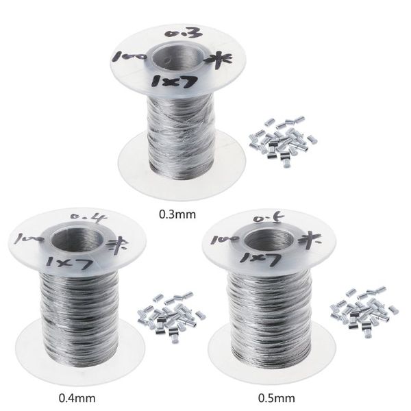 

100m 304 stainless steel wire rope soft fishing lifting cable 7*7 clothesline with 30 aluminum ferrules