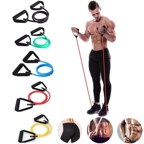 

resistance bands tension band chest expander removable puller foam, latex 5 color elastic rope fitness equipments pull