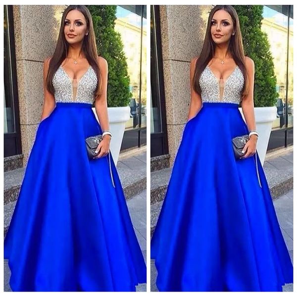 

прозрачное атласное v-образным вырезом с бисером и блестками топ платья выпускного вечера 2019 vintage без рукавов bling bling вечерние плат, Black