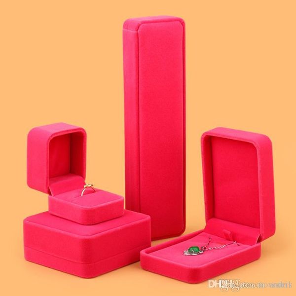 

arrival square jewelry boxes for ring pendant bracelet necklace fuchsia color velvet jewelry gift box caja weding de joyas, Black;white