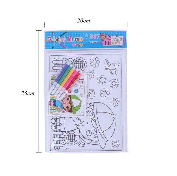 

5pcs kids 3d coloring painting toys pvc cartoon relief painting with coloring pens montessori educational toy for children gyh