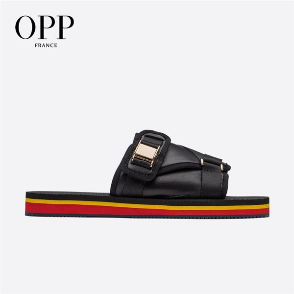

opp 2020 men's shoes summer outdoor word slippers men's leather non-slip personality beach shoes casual large size sandals, Black