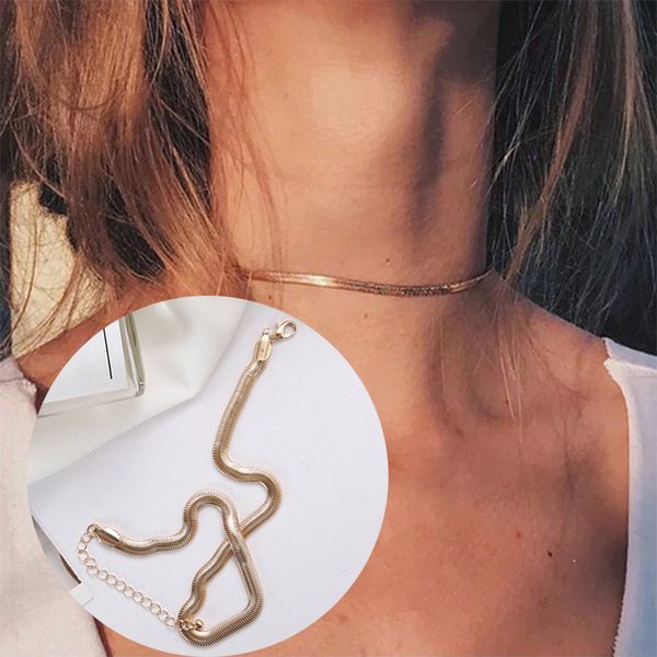 

street style gold color titanium steel snake chain short chokers necklaces for women nightclub party choker jewelry gift, Silver